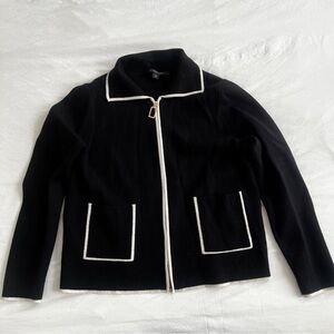 Marc New York Andrew Marc Black Contrast Trim Jacket | Chanel Inspired Knit | S